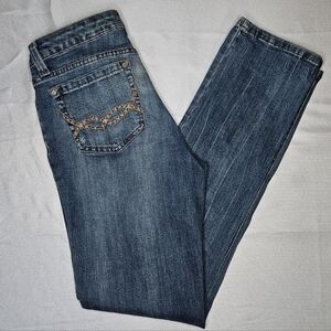 Code Bleu Maya Straight Leg Jeans Womens 6 Medium Wash Blue‎ Denim Embroidered